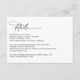Modern Calligraphy Script Simple Wedding Details エンクロージャーカード