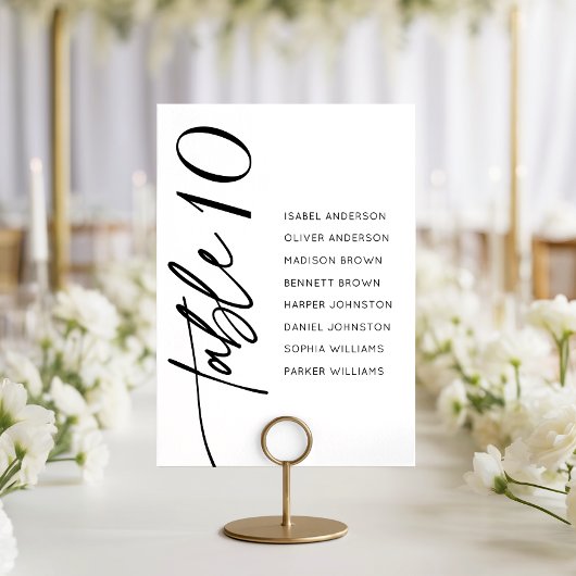 Modern Calligraphy Script Wedding Seating Chart テーブルナンバー