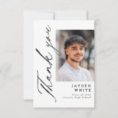 Modern Calligraphy Simple Photo Graduation サンキューカード (正面)