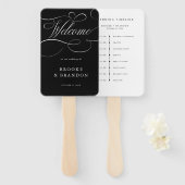 Modern calligraphy timeless black wedding Timeline ハンドファン (正面&裏面)