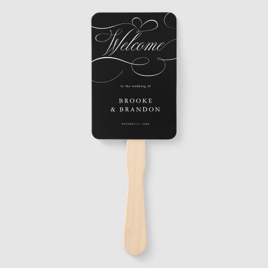 Modern calligraphy timeless black wedding Timeline ハンドファン (正面)