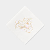Modern calligraphy timeless gold and white wedding 箔ナプキン (右)
