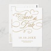 Modern calligraphy timeless gold  Save the Date ポストカード (正面/裏面)