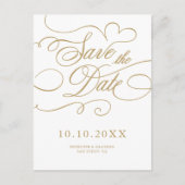 Modern calligraphy timeless gold  Save the Date ポストカード (正面)