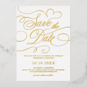 Modern calligraphy timeless gold Save the Date 箔招待状 (正面)
