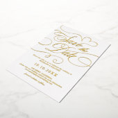 Modern calligraphy timeless gold Save the Date     箔招待状 (回転した状態)