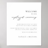 Modern Calligraphy Unplugged Ceremony Wedding Sign ポスター (正面)