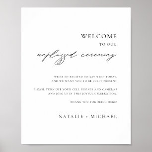 Modern Calligraphy Unplugged Ceremony Wedding Sign ポスター