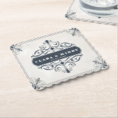 Modern calligraphy vintage floral wedding ペーパーコースター (アングル)