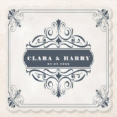 Modern calligraphy vintage floral wedding ペーパーコースター (正面)