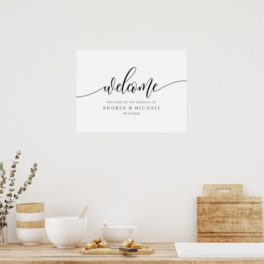 Modern Calligraphy Wedding Welcome Sign ポスター (キッチン)