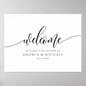 Modern Calligraphy Wedding Welcome Sign ポスター (正面)