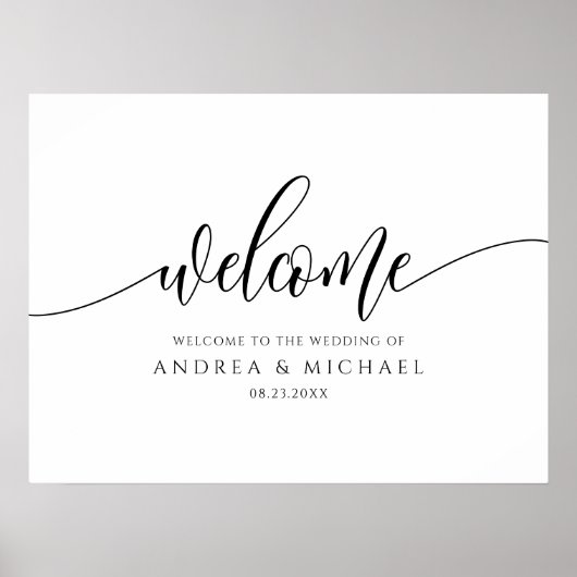 Modern Calligraphy Wedding Welcome Sign ポスター (正面)