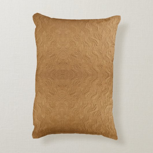 Modern Camel Brown Wavy Ripples Abstract Textured アクセントクッション (裏面(縦))