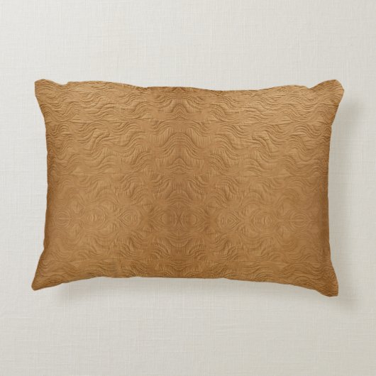 Modern Camel Brown Wavy Ripples Abstract Textured アクセントクッション (裏面)