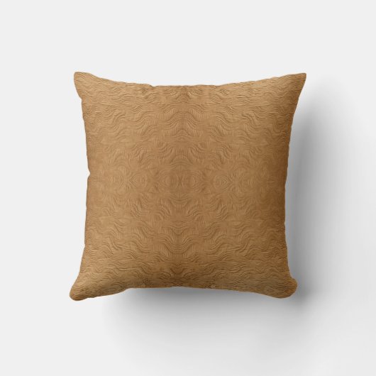 Modern Camel Brown Wavy Ripples Abstract Textured クッション (裏面)