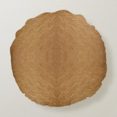 Modern Camel Brown Wavy Ripples Abstract Textured ラウンドクッション (裏面)
