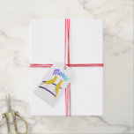 Modern Canary & "Merci" - Japandi Style Art ギフトタグ<br><div class="desc">This design features a pair of charming yellow canaries with the word "Merci" (Thank You),  inspired by the legendary Japanese graphic designer Hisui Sugiura. It blends the nostalgic "Taisho Romance" aesthetic with a modern color gradient,  creating a unique "Retro-Modern" style.</div>