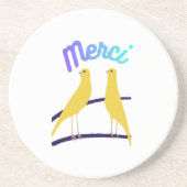 Modern Canary & "Merci" - Japandi Style Art コースター (正面)