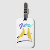 Modern Canary & "Merci" - Japandi Style Art ラゲッジタグ (正面縦)
