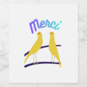 Modern Canary & "Merci" - Japandi Style Art ワインラベル (シングルラベル)