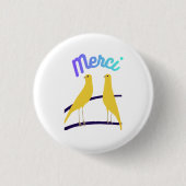 Modern Canary & "Merci" - Japandi Style Art 缶バッジ (正面)