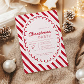 Modern Candy Cane Theme Christmas Party Invitation 招待状