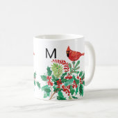 Modern Cardinal Holly Monogram Classic Mug, 11 oz コーヒーマグカップ (正面右)