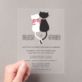Modern Cartoon Cat Couple Monogram Wedding Invite アクリル招待状 (インサイチュ (ポータブル))