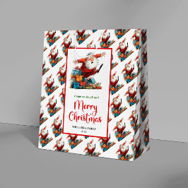 Modern Cartoon Santa Claus playful holiday  ミディアムペーパーバッグ
