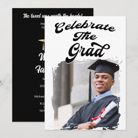 Modern Casual Photo Graduation Party 招待状 (正面/裏面)