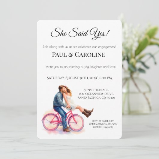 Modern Casual Romantic Couple Engagement 招待状 (スタンド正面)