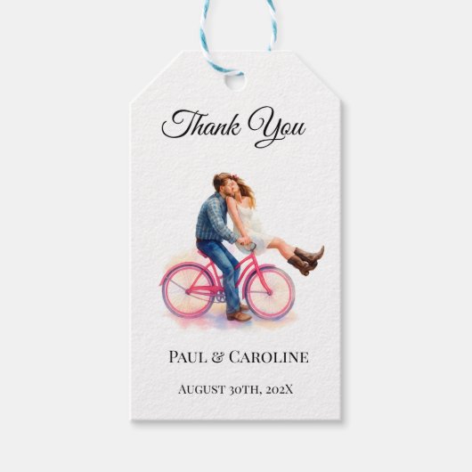 Modern Casual  Romantic Wedding Artistic Couple  ギフトタグ (正面)