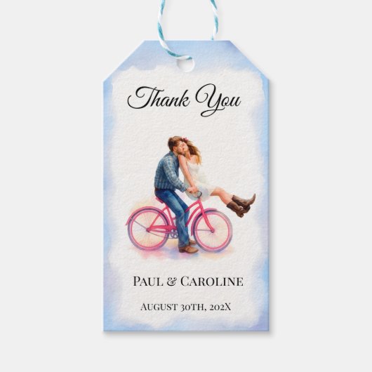 Modern Casual  Romantic Wedding Artistic Couple  ギフトタグ (正面)