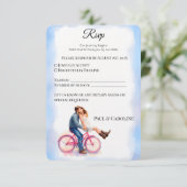 Modern Casual RomanticWedding Couple Watercolor  出欠カード (スタンド正面)