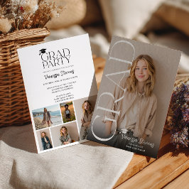 Modern Casual Simple Trendy 6 photos graduation 招待状