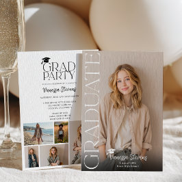 Modern Casual  Simple Trendy 6 photos graduation 招待状