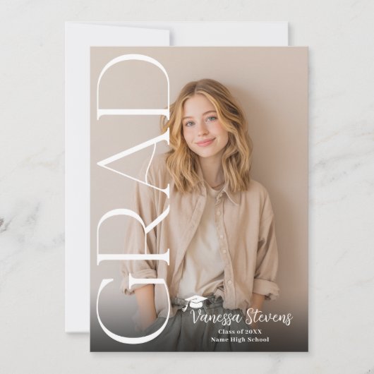 Modern Casual Simple Trendy 6 photos graduation 招待状 (正面)