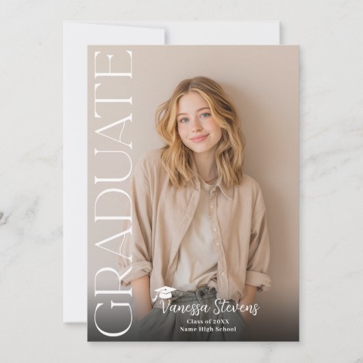 Modern Casual  Simple Trendy 6 photos graduation 招待状 (正面)