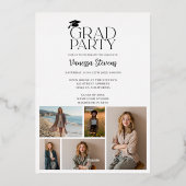 Modern Casual  Simple Trendy 6 photos graduation 箔招待状 (裏面)