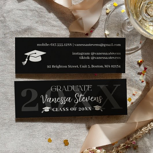Modern Casual white black name card graduation スキニー名刺