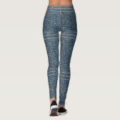 Modern Cat Dog Mom Pet Lover Faux Denim Blue Jeans レギンス (裏面)