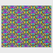 Modern cat psychedelic pattern unique colorful ラッピングペーパー (フラット)