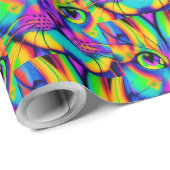 Modern cat psychedelic pattern unique colorful ラッピングペーパー (ロールコーナー)