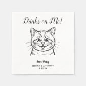 Modern Cat Wedding Cocktail Napkins  スタンダードカクテルナプキン (正面)