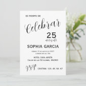 Modern "Celebrar 25 Años" バースデー 招待状 (スタンド正面)