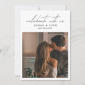 Modern Celebrate With Us 2 Photo Engagement Party 招待状 (正面)