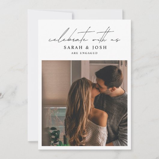 Modern Celebrate With Us 2 Photo Engagement Party 招待状 (正面)