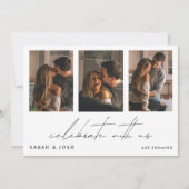 Modern Celebrate With Us 4 Photo Engagement Party 招待状 (正面)