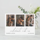 Modern Celebrate With Us 4 Photo Engagement Party 招待状 (スタンド正面)